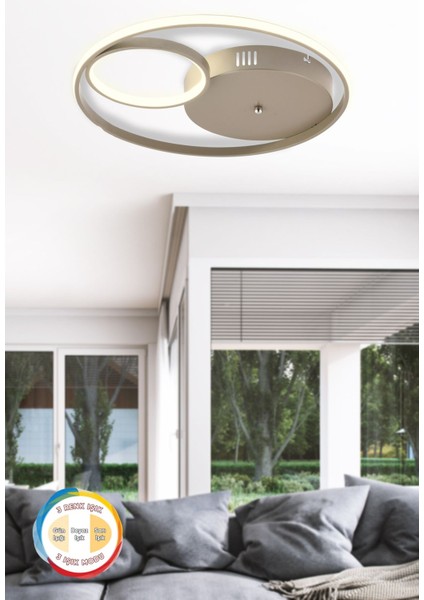 Çember 45 cm Modern 3 Renk Işık (Beyaz Sarı Gün Işığı) Salon Mutfak Yatak Odası Genç Odası LED Aviz