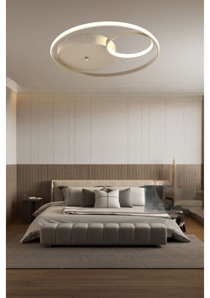 Çember 45 cm Modern 3 Renk Işık (Beyaz Sarı Gün Işığı) Salon Mutfak Yatak Odası Genç Odası LED Aviz
