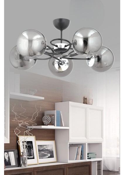 Narin 5 Li Modern (Füme Camlı) Salon Yatak Odası Mutfak Genç Odası Avize