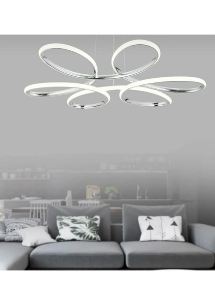 Stella Modern Ledli Krom Spor Avize Beyaz Işık Salon Mutfak Yatak Odası Avizesi