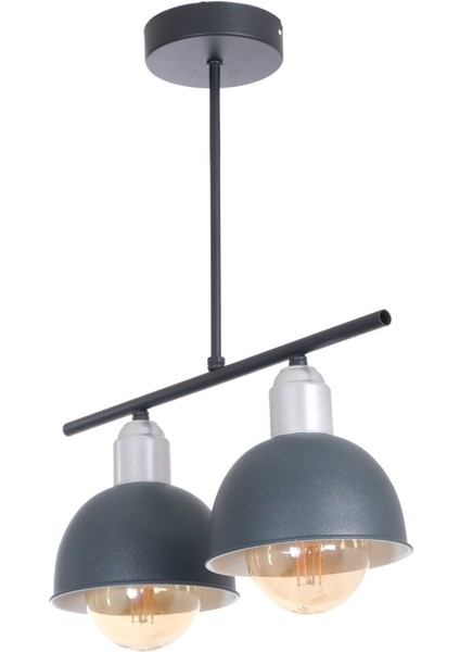 Elton Modern Tasarım Yatak Odası - Salon - Mutfak - Cafe Anrasit Renk 2 Li Avize