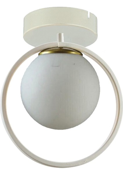 Peri Metal Halka Salon - Mutfak - Yatak Odası Beyaza Beyaz Tekli Avize