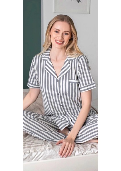 Alissa 6256 Kadın Çizgili Patlı Pijama Takımı fiyatları