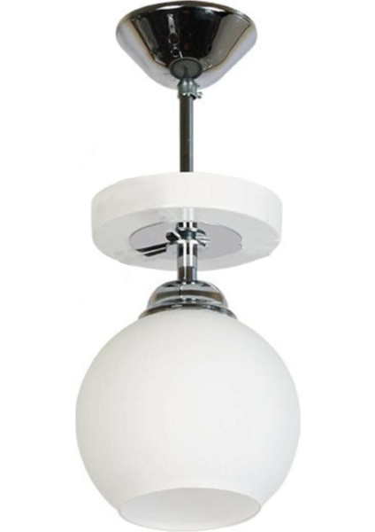 Bolivar Beyaz Renk Salon - Mutfak - Yatak Odası Gövde Beyaz Camlı Tekli Avize