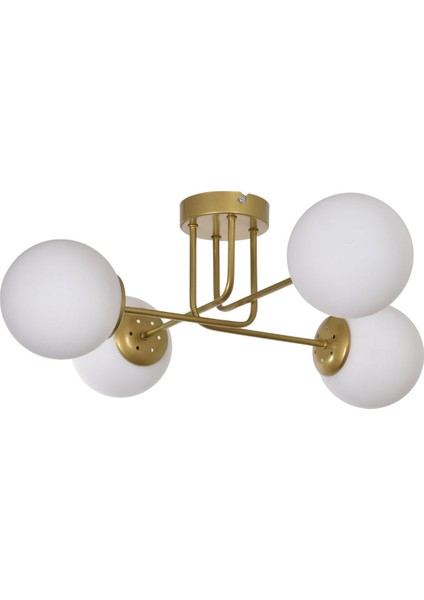 Safir Modern Tasarım Salon Yatak Odası Mutfak Eskitme Renk Beyaz Camlı 4 Lü Avize