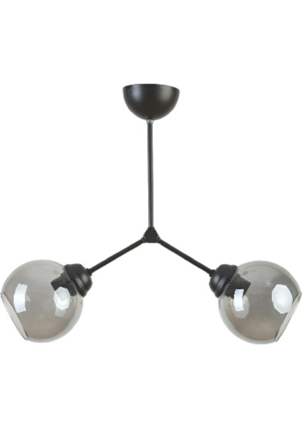 Lufia 2'li Şık Siyah - Füme Yarım Glop Camlı Sarkıt Avize - Yatak Odası - Salon - Mutfak - Hol fiyatları