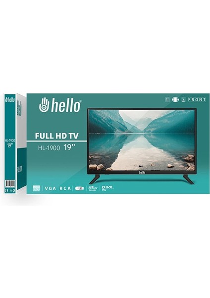 Hello HL-1900 19 Full HD LED Monitör (12 Volt Adaptörlü)(Audıo In-Rca-Vga-HDmı-Usb) 45 cm x 32 cm