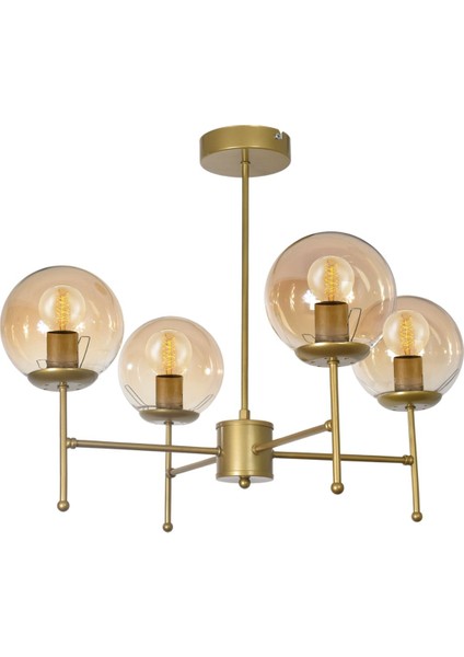 Axel Modern Tasarım Salon Yemek Yatak Odası Mutfak Eskitme Renk Bal Camlı Sarkıt 4 Lü Avize modelleri