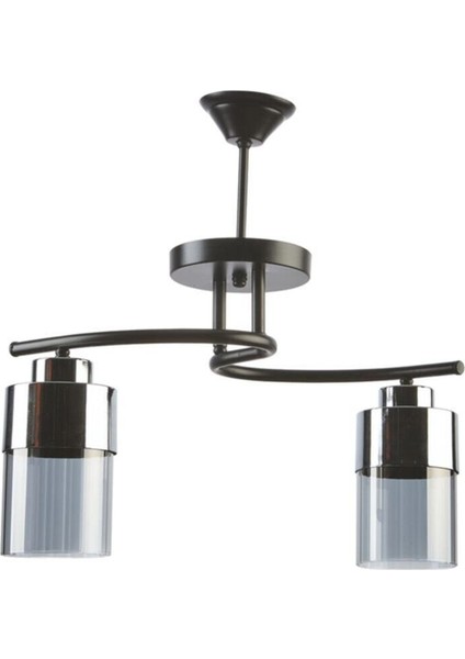 Feliks Özel Tasarım Salon - Mutfak - Yatak Odası Detaylı Füme Camlı 2 Li Siyah Avize