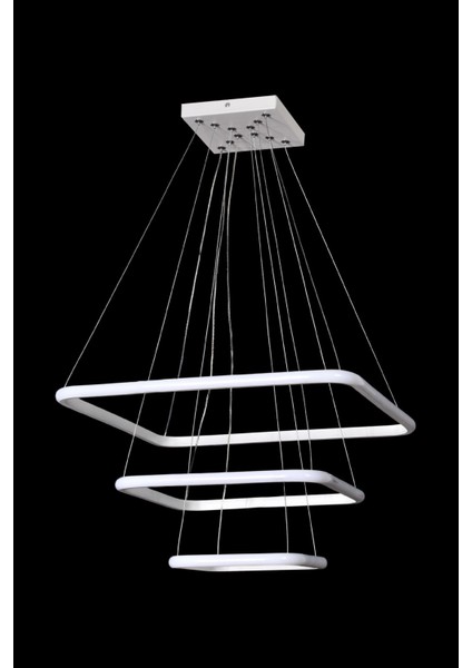 Raul Modern Tasarım Sarkıt Salon Oda Yatak Odası Mutfak Beyaz Renk Beyaz Ledli 3 Lü LED Avize