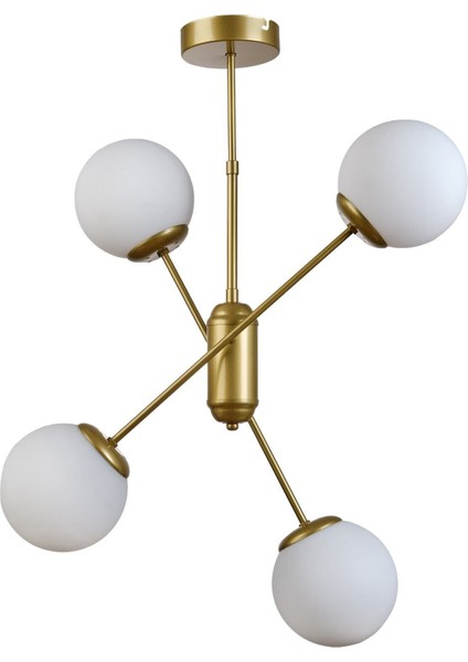 Fiona Modern Tasarım Salon Mutfak Yatak Odası Eskitme Renk Beyaz Camlı 4 Lü Avize