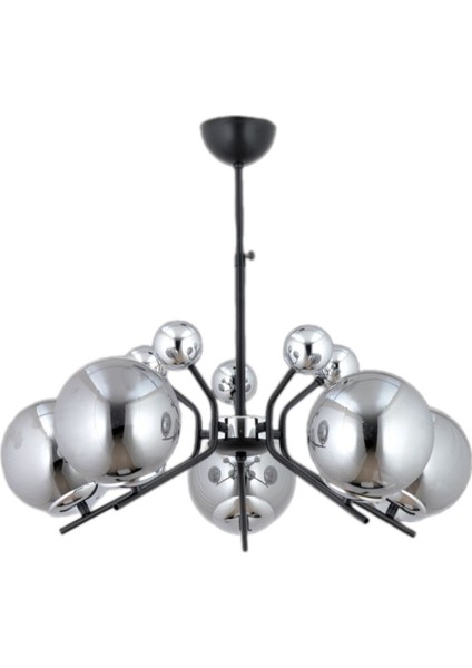 Beste 5 Li Modern Siyah Krom (Füme Camlı) Salon Yatak Odası Mutfak Genç Odası Avize fiyatları