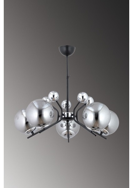 Beste 5 Li Modern Siyah Krom (Füme Camlı) Salon Yatak Odası Mutfak Genç Odası Avize fırsatları