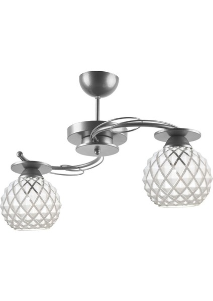 Goldina Modern Salon - Mutfak - Yatak Odası Plofonyer Gri Renk Kabartma Camlı Avize