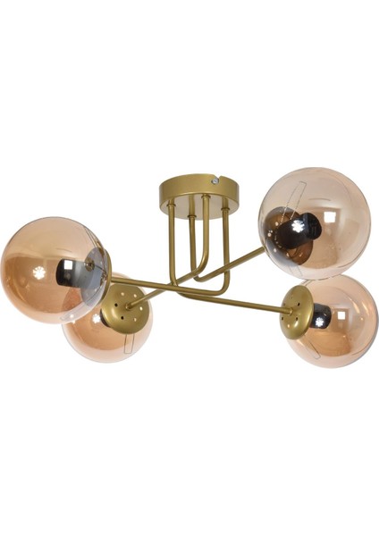 Safir Modern Tasarım Salon Yatak Odası Mutfak Eskitme Renk Bal Camlı 4 Lü Avize fiyatları