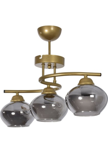 Fuji Modern Dekoratif Salon - Mutfak - Yatak Odası Renk Camlı 3 Lü Avize