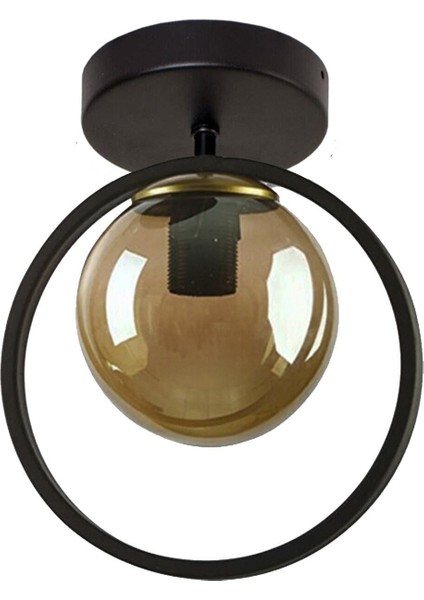 Peri Metal Salon - Mutfak - Yatak Odası Halka Siyah Füme Tekli Avize