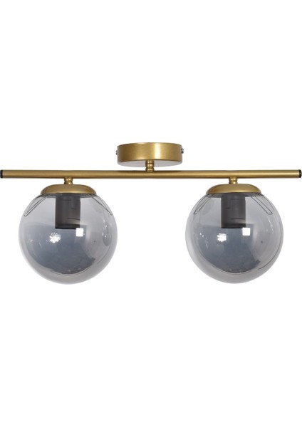 Nika Modern Salon - Mutfak - Yatak Odası Eskitme Füme Cam Modern 2 Li Avize