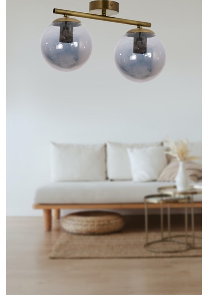 Nika Modern Salon - Mutfak - Yatak Odası Eskitme Füme Cam Modern 2 Li Avize fiyatları