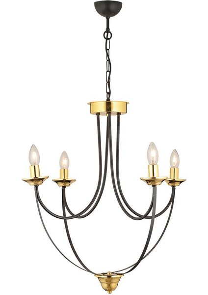 Obito 4lü Siyah Gold Modern Sarkıt Yatak Odası Retro Salon Avize