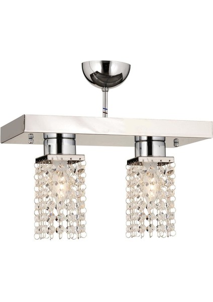 Peter 2li Sıralı Krom Kristalli, Taşlı Modern Tasarım Yatak Odası Kristal Salon Avize
