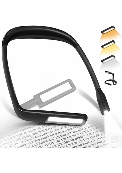 Mrtshop Çift LED Boyun Okuma Lambası, Yatak Kitap Işığı, Şarjlı, Ayarlanabilir Parlaklık Ma
