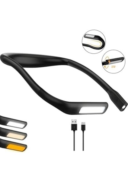 Mrtshop Çift LED Boyun Okuma Lambası, Yatak Kitap Işığı, Şarjlı, Ayarlanabilir Parlaklık Ma