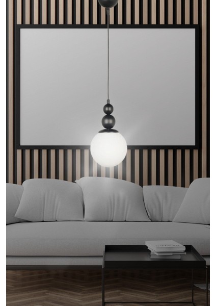 One Tekli Özel Sarkıt Avize Hakiki Cam - Siyah/beyaz - Yatak Odası - Salon - Mutfak - Hol