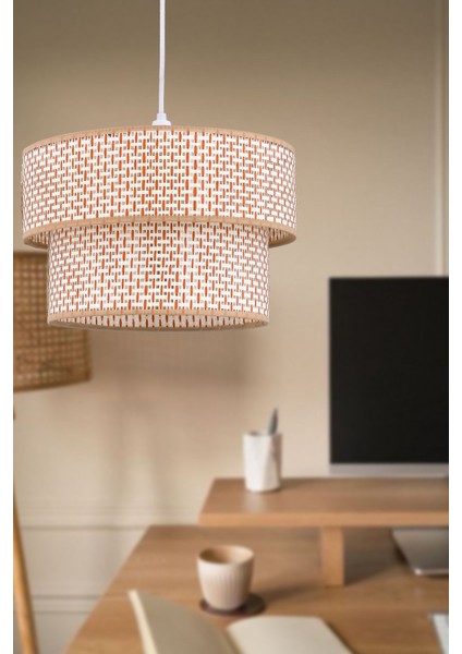 Rattan 2 Katlı Pasta Sarkıt Avize Çocuk Odası Yatak Odası Salon Mutfak Hol