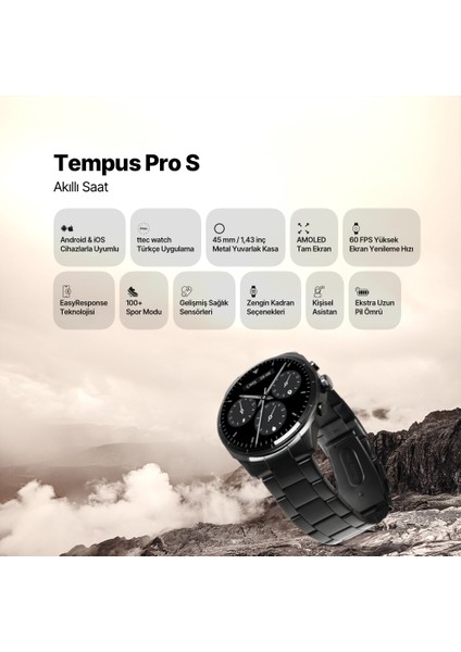 Tempus Pro S 45MM Amoled Ekranlı Yuvarlak Metal Kasa 2SW08