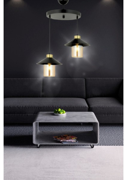 Japon Metal 2'li Bal Mika Camlı Modern Sarkıt Avize - Yatak Odası - Salon - Mutfak - Hol