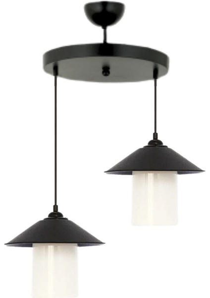 Japon Metal 2'li Beyaz Mika Camlı Modern Sarkıt Avize - Yatak Odası - Salon - Mutfak - Hol fiyatları