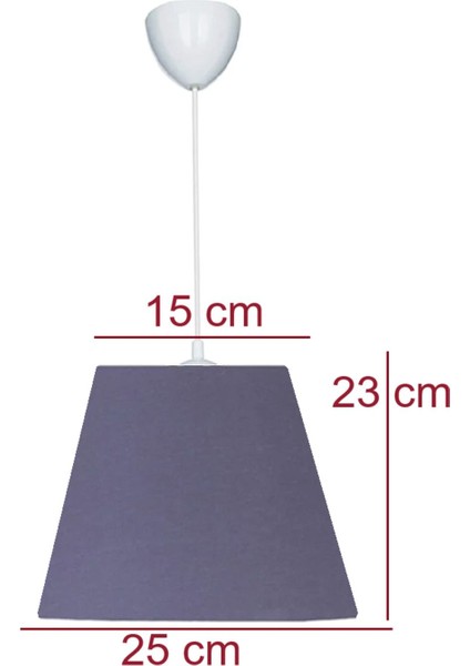 Konik Koyu Gri Kumaş Kaplama 2.li Set 15 x 25 Yatak Odası Genç ve Çocuk Odası Avize ve Abajur Seti