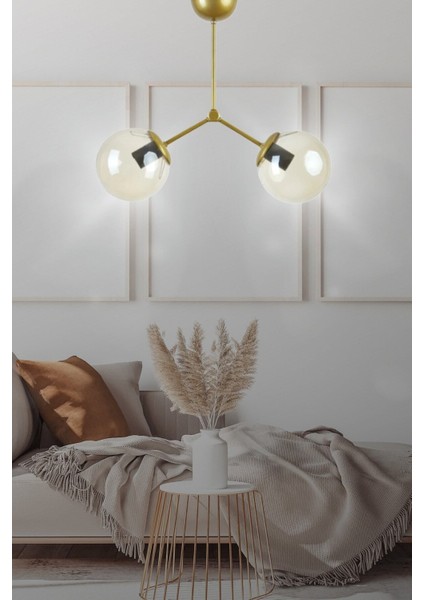 Top 2'li Özel Hakiki Bal Cam Sarkıt Avize - Yatak Odası - Salon - Mutfak - Hol