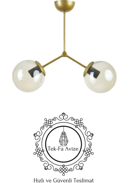 Top 2'li Özel Hakiki Bal Cam Sarkıt Avize - Yatak Odası - Salon - Mutfak - Hol modelleri