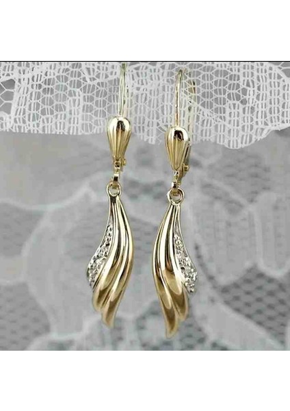Paslanmaz Çelik Kelebek Kanadı Gold Küpe