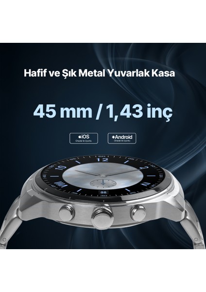 Tempus Pro S 45MM Amoled Ekranlı Yuvarlak Metal Kasa 2SW08