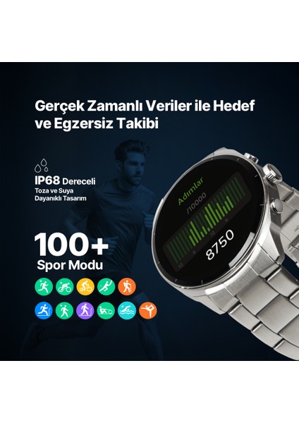Tempus Pro S 45MM Amoled Ekranlı Yuvarlak Metal Kasa 2SW08