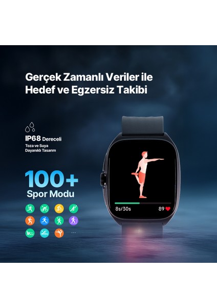 Tempus Pro 47MM Kavisli Amoled Ekranlı Dikdörtgen Alüminyum Kasa 2SW07