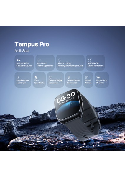 Tempus Pro 47MM Kavisli Amoled Ekranlı Dikdörtgen Alüminyum Kasa 2SW07