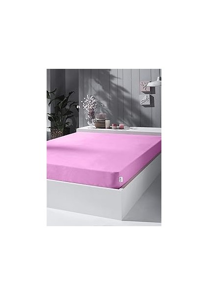 Kobehome Örme Penye Lastikli Çarşaf, Çift Kişilik, Pembe, Pamuk-Elastan 230 G/m2