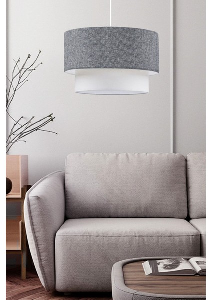 Pastel Gri Ton Kumaş Sarkıt Avize Salon Yatak Odası Antre