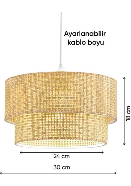 2 Katlı Modern Doğal Hazeran Kumaş Plastik Tel Sarkıt Avize Salon Mutfak Yatak Odası Çocuk Odası