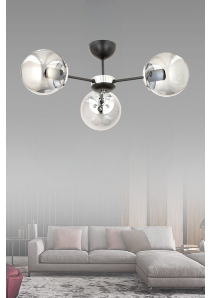 Güneş 3 Lü Modern (Füme Camlı) Salon Yatak Odası Mutfak Avize