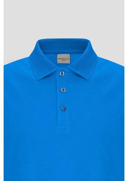 ALTINYILDIZ CLASSICS Erkek Royal Mavi %100 Pamuk Kıvrılmaz Polo Yaka Slim Fit Dar Kesim Tişört