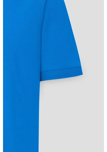 ALTINYILDIZ CLASSICS Erkek Royal Mavi %100 Pamuk Kıvrılmaz Polo Yaka Slim Fit Dar Kesim Tişört