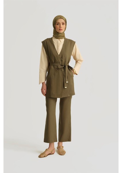 Leopar Biyeli Keten Takım 25Y6018 Haki fiyatları