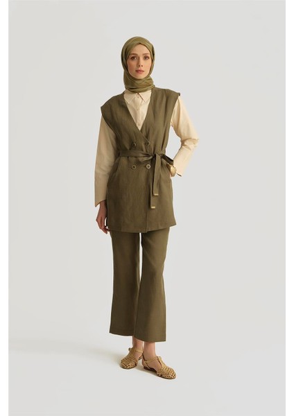 Leopar Biyeli Keten Takım 25Y6018 Haki fırsatları