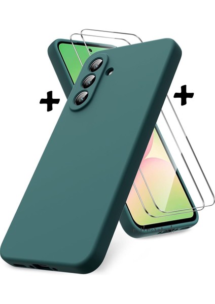 Samsung Galaxy A26 Kılıf Kamera Korumalı Yumuşak Renkli Mat Silikon + 9h Ekran Koruyucu Cam 2in1 Set