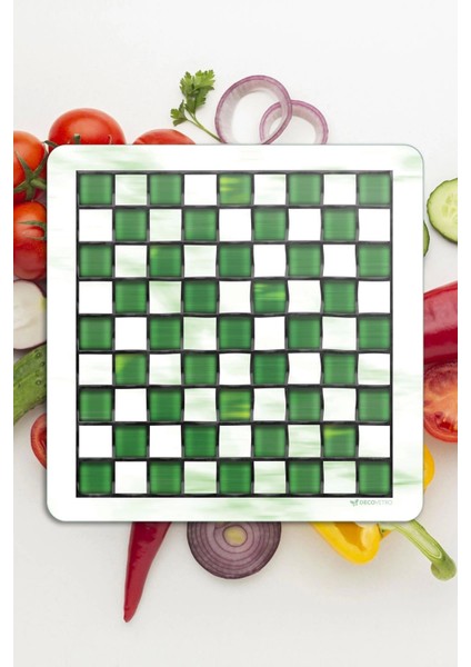 Cam Kesme Tahtası ve Sunumluk Mackenzie Green White 30 x 30 cm 1 Adet fırsatları